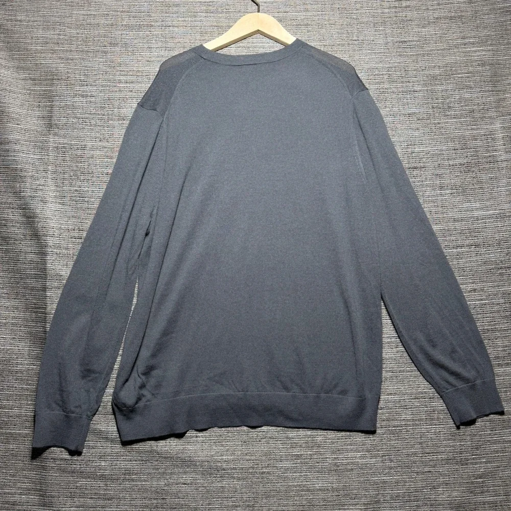 Banana Republic Sweater Mens XXL Gray LS Merino Wool Crew Neck Lightweight 6572